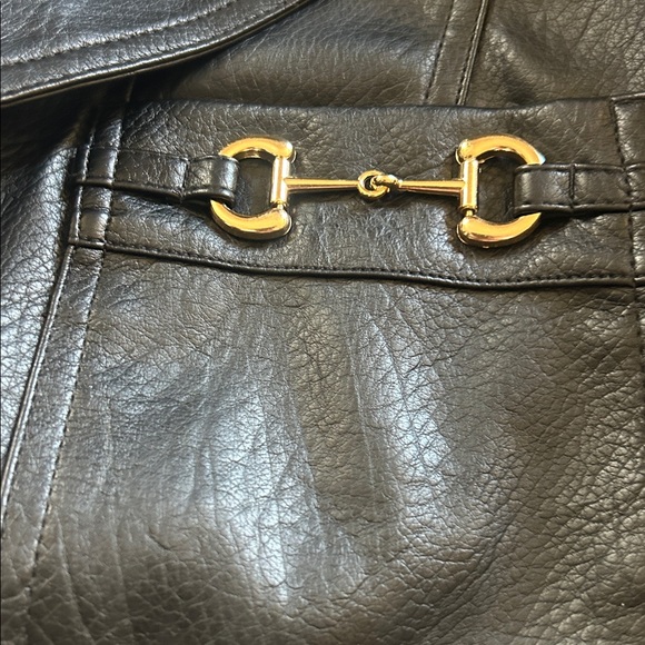 Bagatelle Women's Black Leather Jacket with Gold Accents - Picture 2 of 3